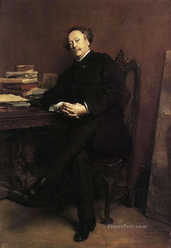 アレクサンドル・デュマ・ジュニアの肖像 1877 年の古典主義者 ジャン・ルイ・エルネスト・メッソニエ油絵